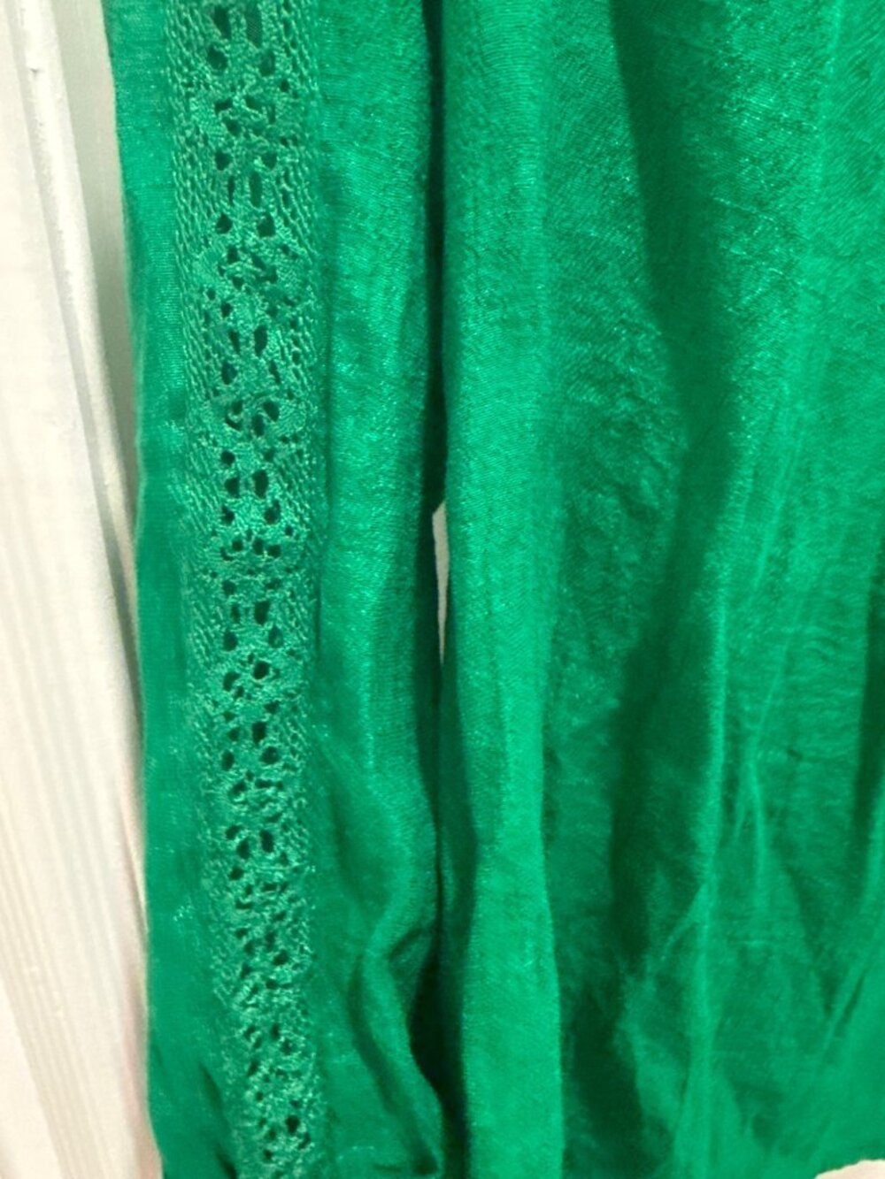 Hope & Harlow womens XL Jolly green long sleeve shirt blouse crochet lace trim - Picture 9 of 14